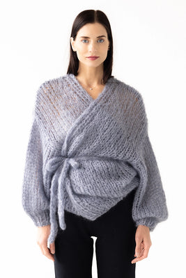 Mohair V-Neck Cardigan Grey Blue by Maiami– Salua Lingerie Mohair V-Neck Cardigan Grey Blue by Maiami– Salua Lingerie