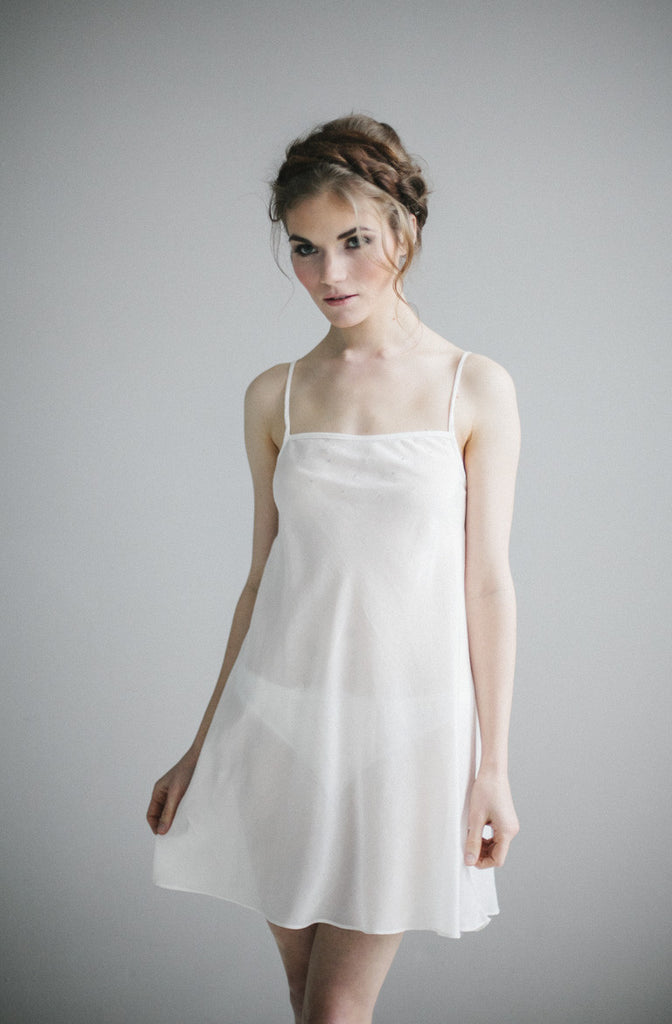 Chemise SALUA Lingerie Silk Cotton Gown Sleeveless White