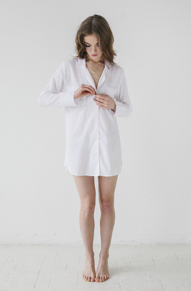 Classic Sleep Shirt in Woven Cotton Salua Lingerie
